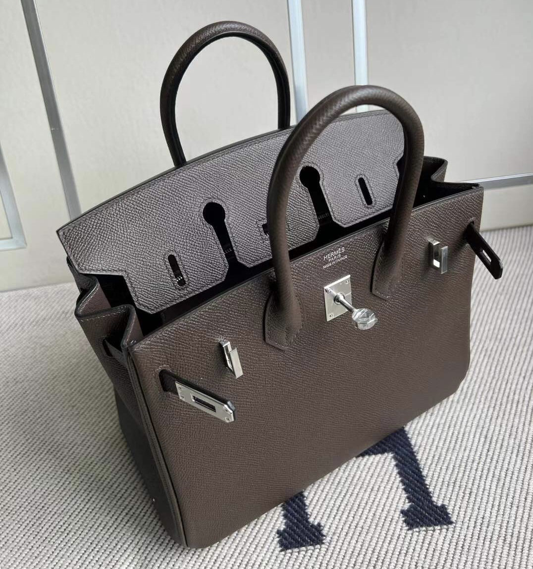 愛馬仕女包價格與圖片 Hermes Birkin 25 Epsom原廠皮Chocolate巧克力銀扣