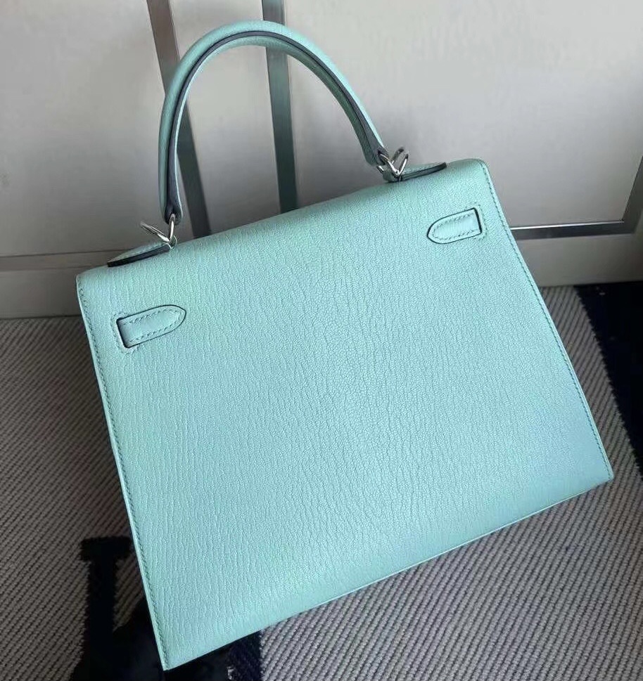 愛馬仕包包價格與圖片 Hermes Kelly 25 Chevre山羊皮 79 Aqua 湖水藍 銀扣