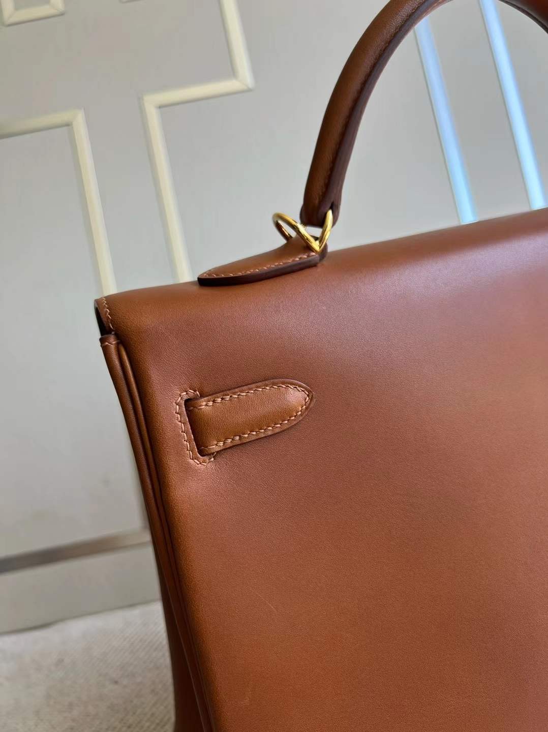 愛馬仕 Hermès Kelly 35 Barenia Natural 馬鞍皮34 Fauve經典幹邑原色