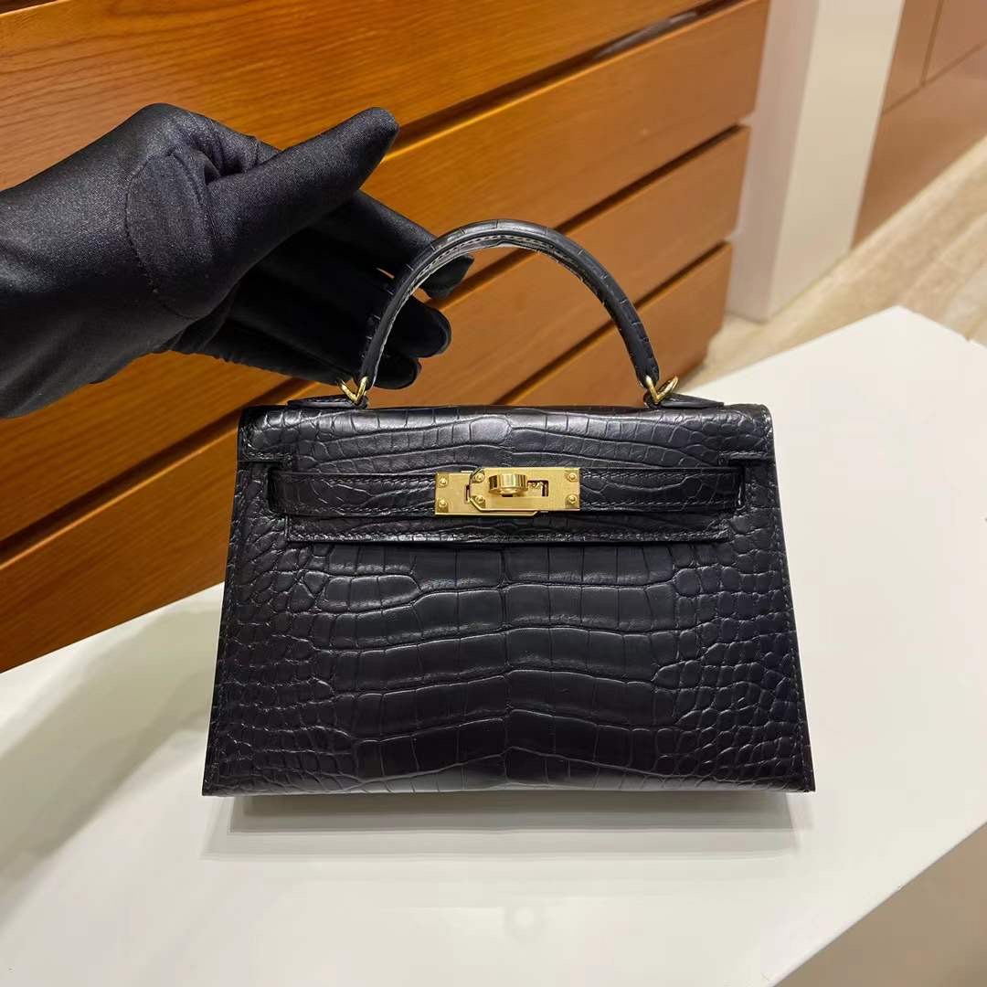 愛馬仕凱莉迷你包專櫃價格查詢 Hermès Kelly mini II 2代 美洲鱷魚黑色