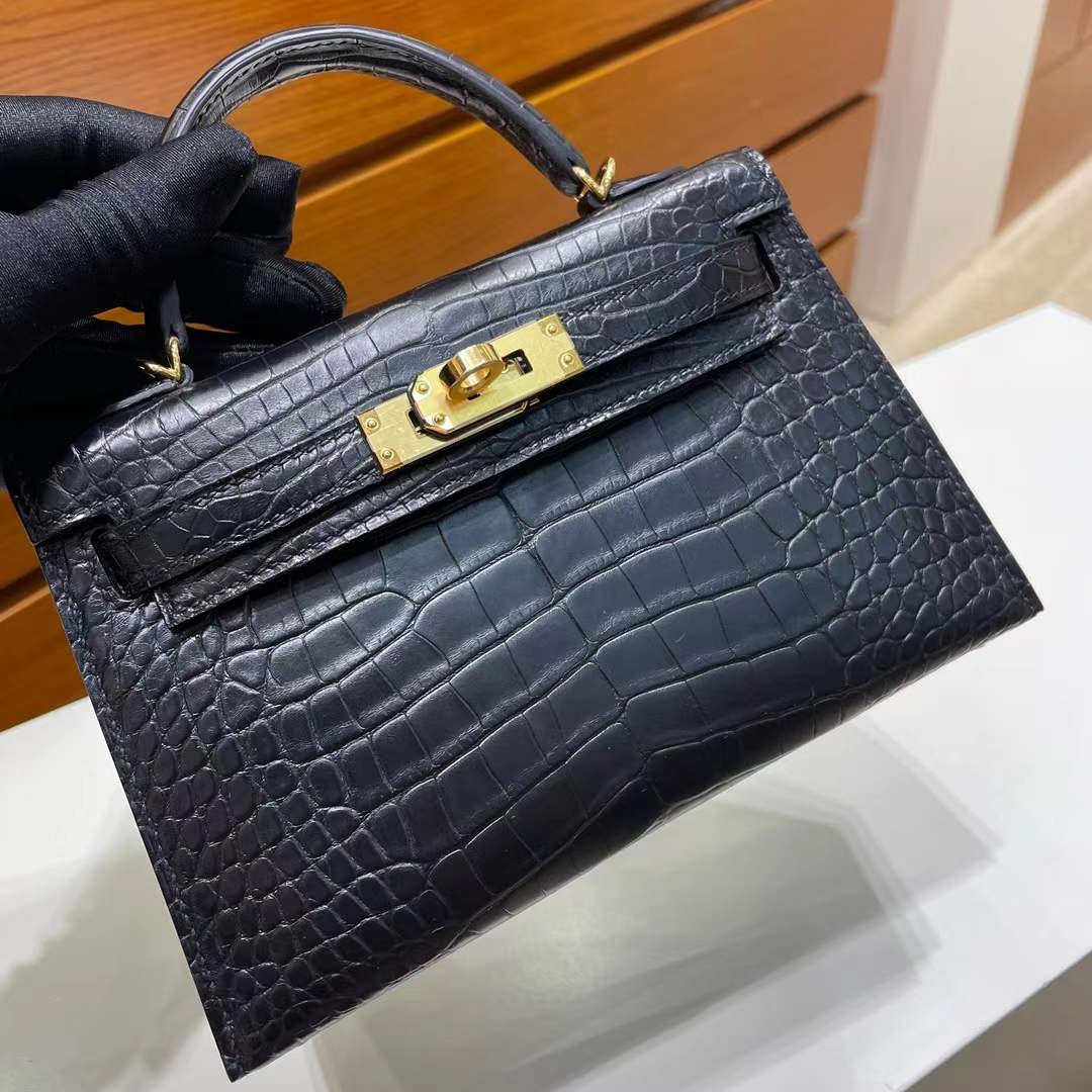 愛馬仕凱莉迷你包專櫃價格查詢 Hermès Kelly mini II 2代 美洲鱷魚黑色