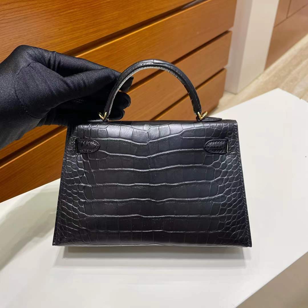 愛馬仕凱莉迷你包專櫃價格查詢 Hermès Kelly mini II 2代 美洲鱷魚黑色