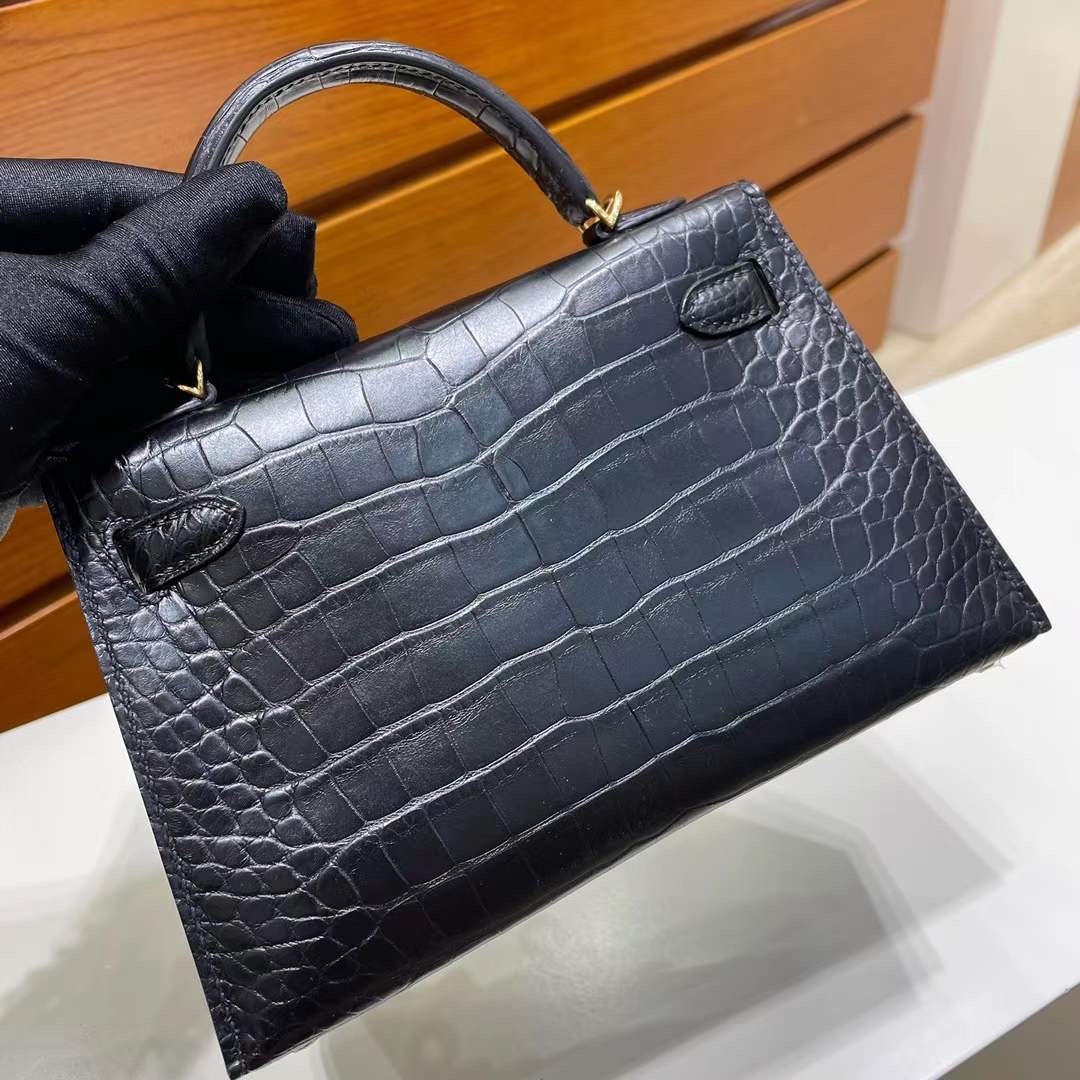 愛馬仕凱莉迷你包專櫃價格查詢 Hermès Kelly mini II 2代 美洲鱷魚黑色