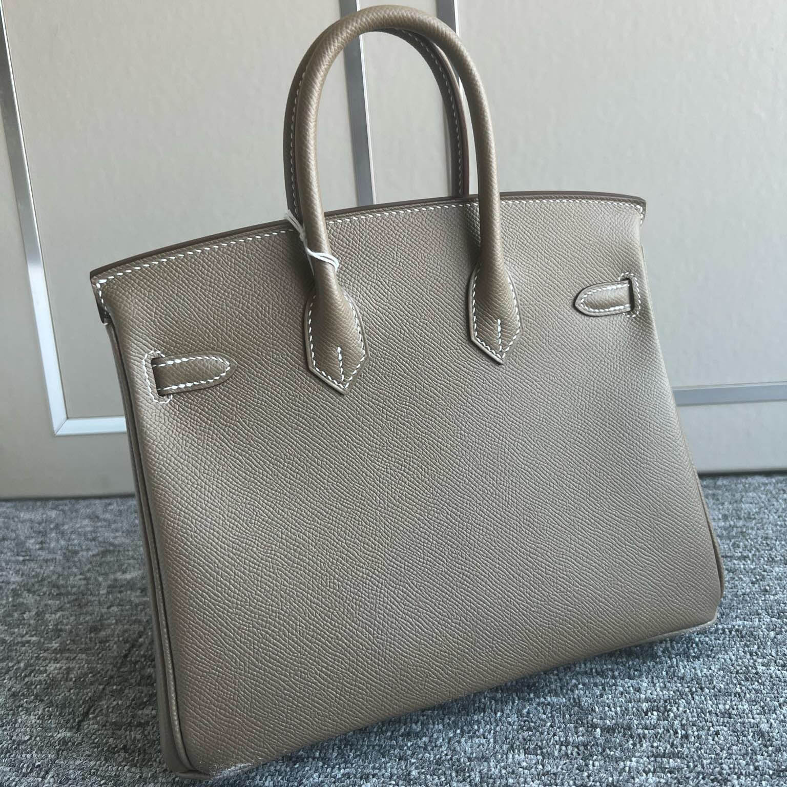 愛馬仕鉑金包25寸定製價格 Hermes Birkin 25 Epsom18 Etoupe大象灰银扣