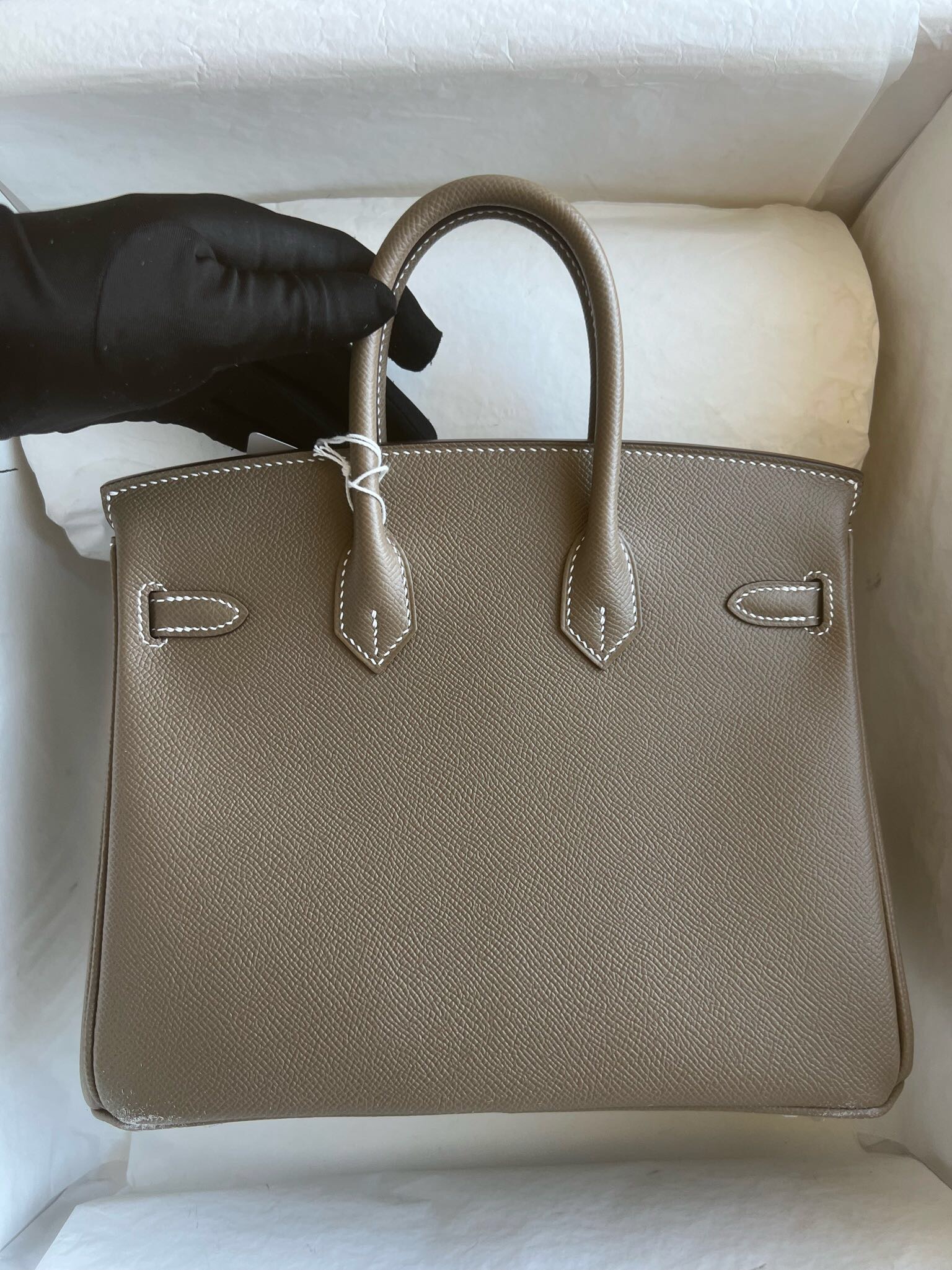 愛馬仕鉑金包25寸定製價格 Hermes Birkin 25 Epsom18 Etoupe大象灰银扣