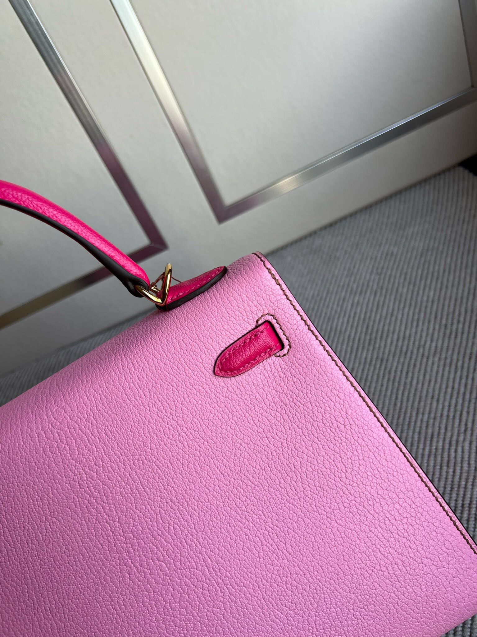 Hermes Kelly 25cm HSS So Chevre 5P pink 櫻花粉/E5 Rose Tyrien 桃红色 金扣