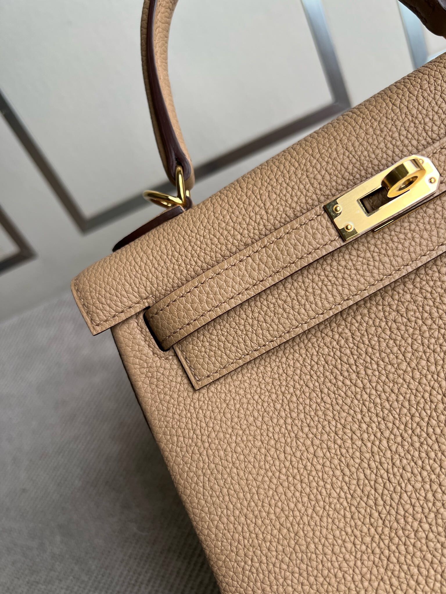 越南愛馬仕凱莉包 Hermes Kelly 25 Togo 0M Chai 瑪薩拉茶色 金扣