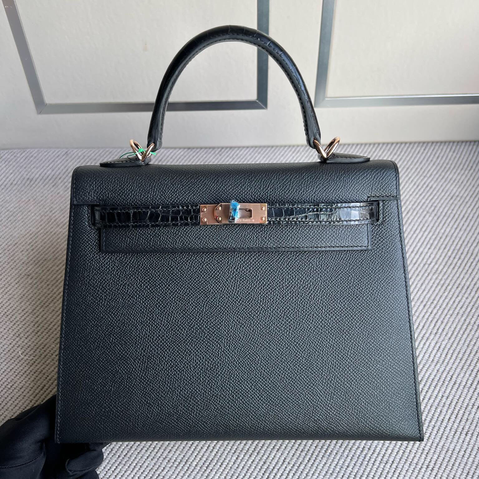 Hermes Kelly depeches 25 CC89 Noir Evercolor