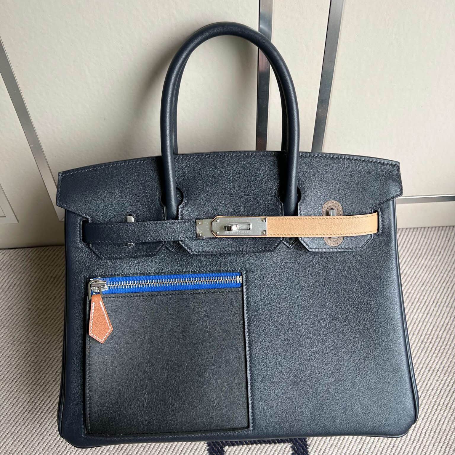 愛馬仕鉑金包限量版 Hermes Birkin 30 Colormatic 口袋包 Blue nuit 金扣