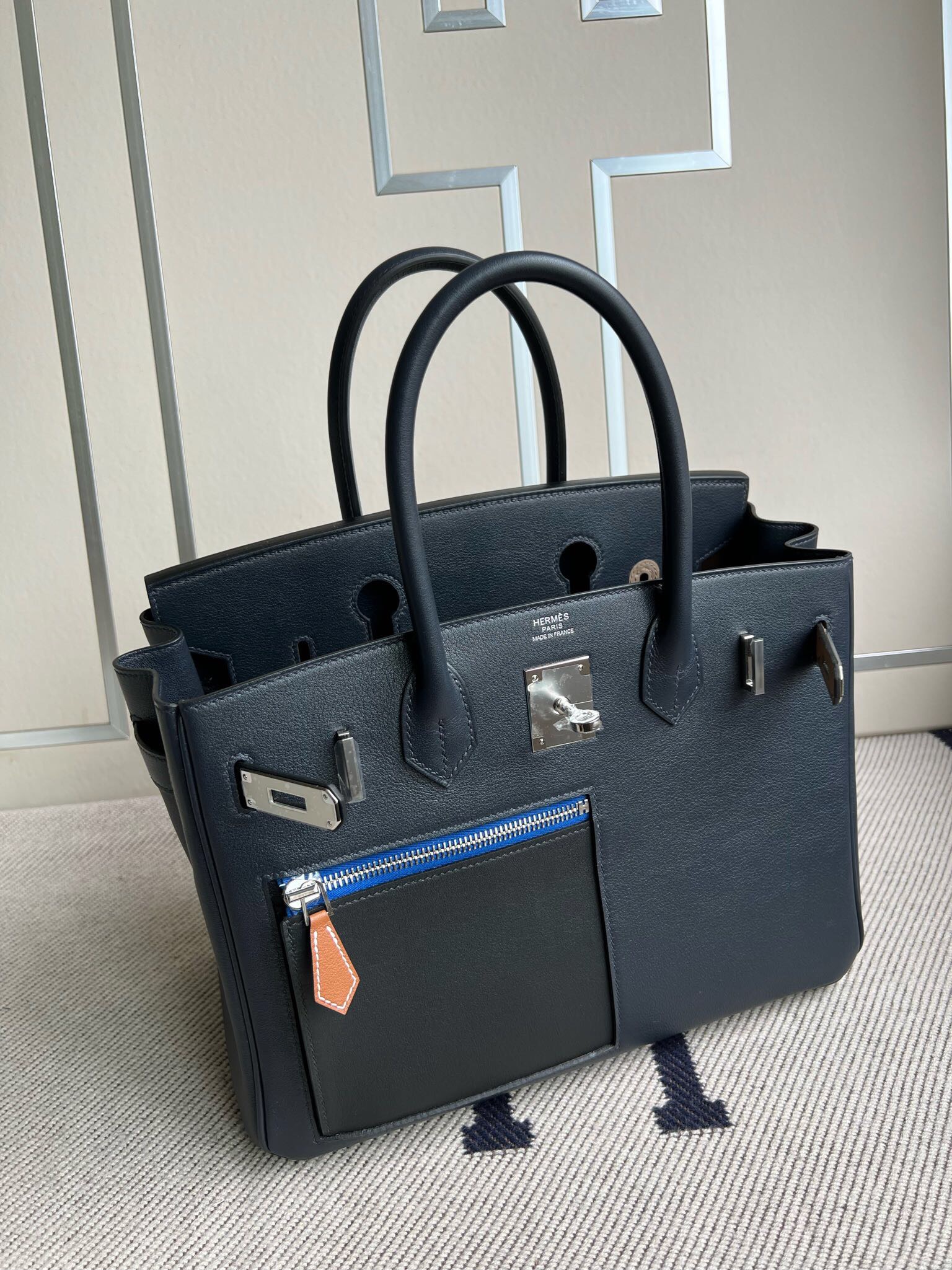 愛馬仕鉑金包限量版 Hermes Birkin 30 Colormatic 口袋包 Blue nuit 金扣