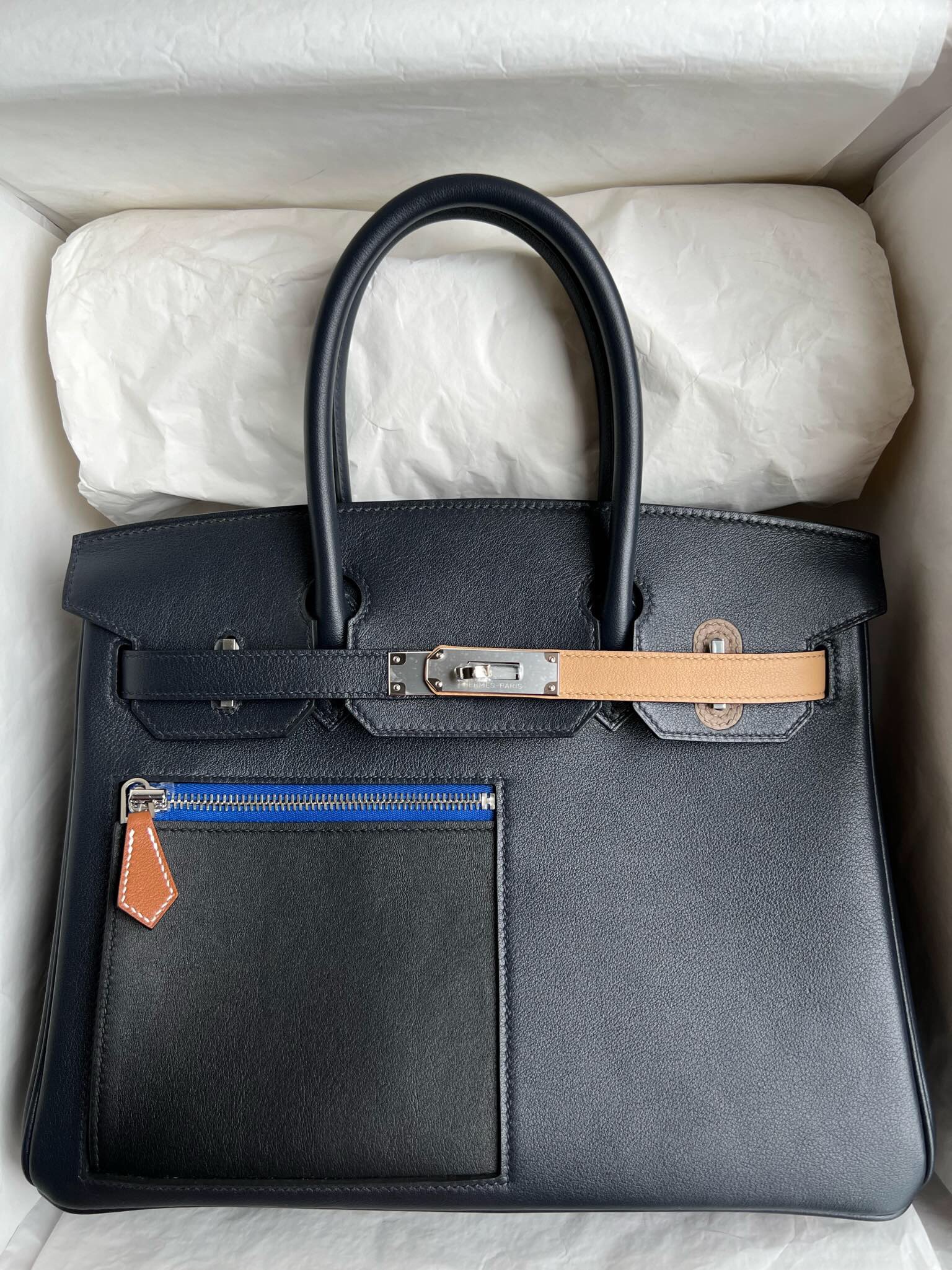 愛馬仕鉑金包限量版 Hermes Birkin 30 Colormatic 口袋包 Blue nuit 金扣