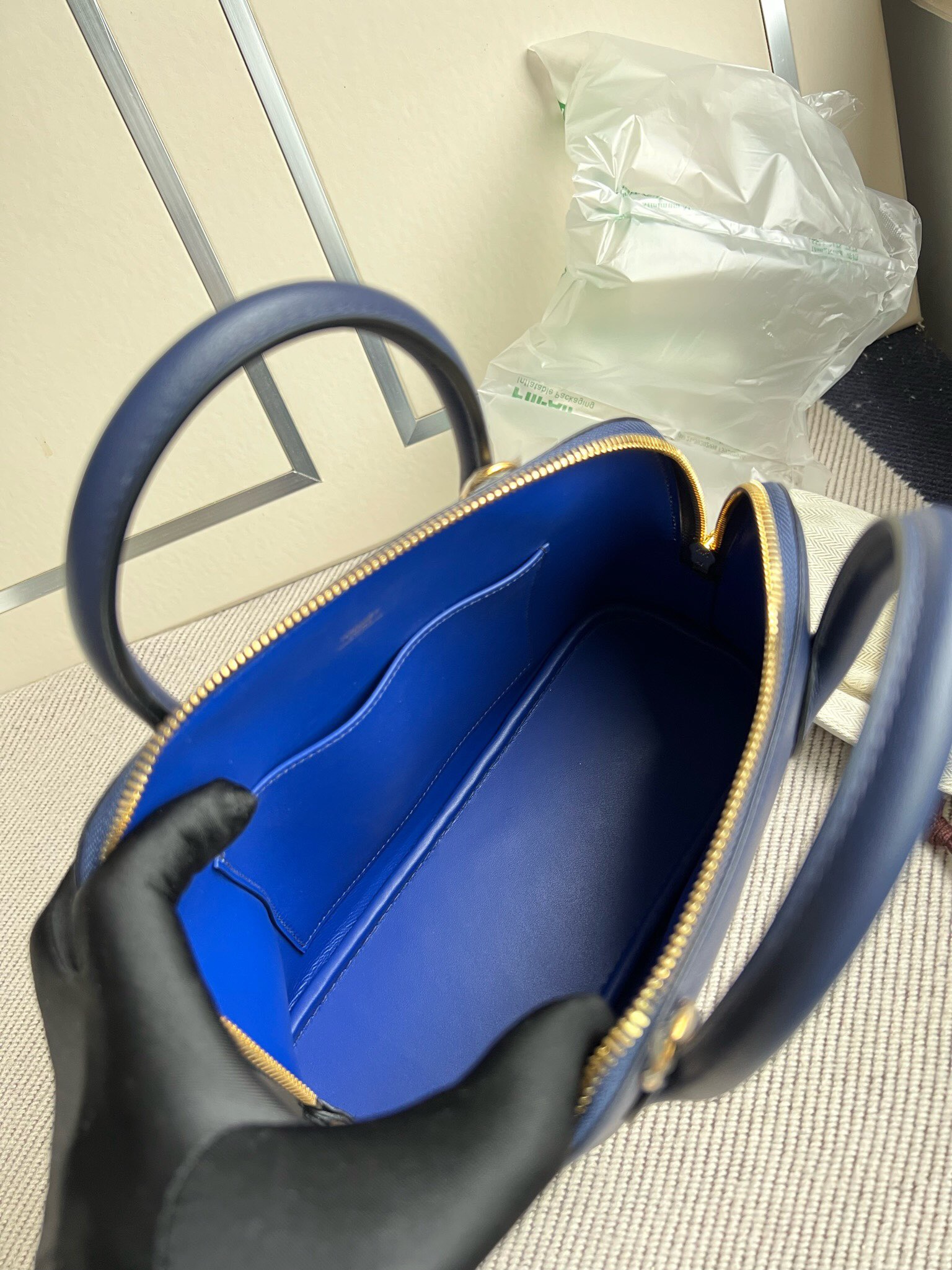 Hermes Bolide 25 Evercolor 73 Bleu Saphir 寶石藍 內拼 I7 Blue Zellige 琉璃藍GHW