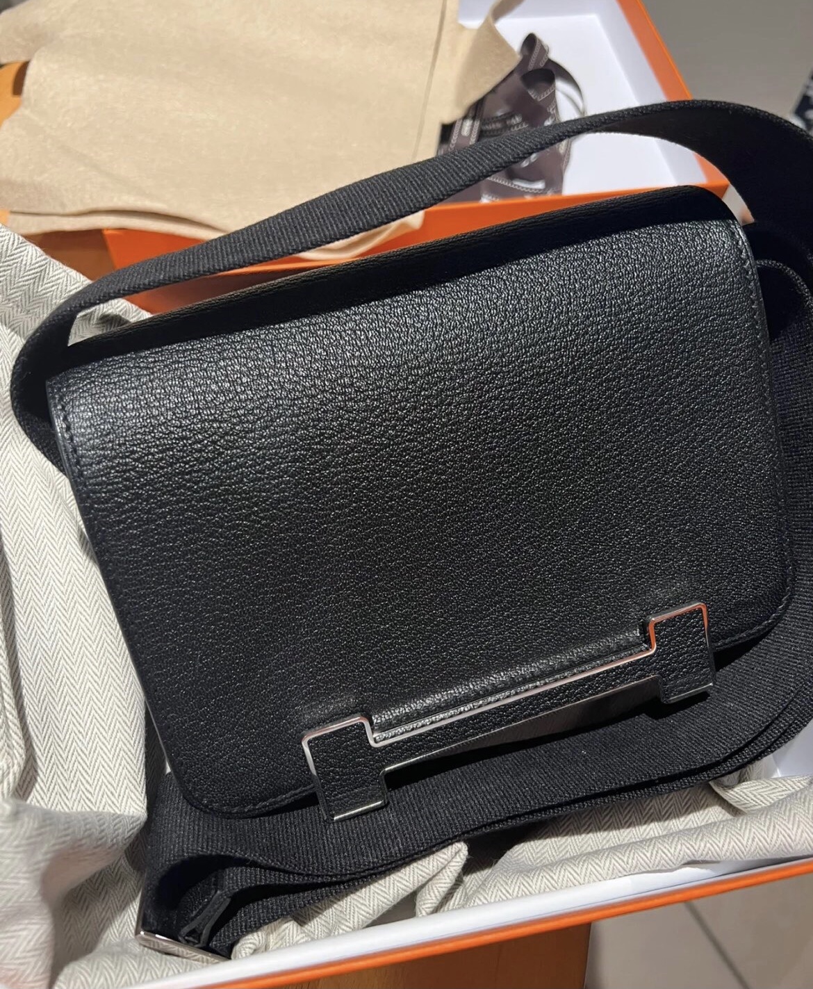愛馬仕木屐包香港臺灣價格 Hermès Geta bag Chevre Mysore CK89 Noir 黑色