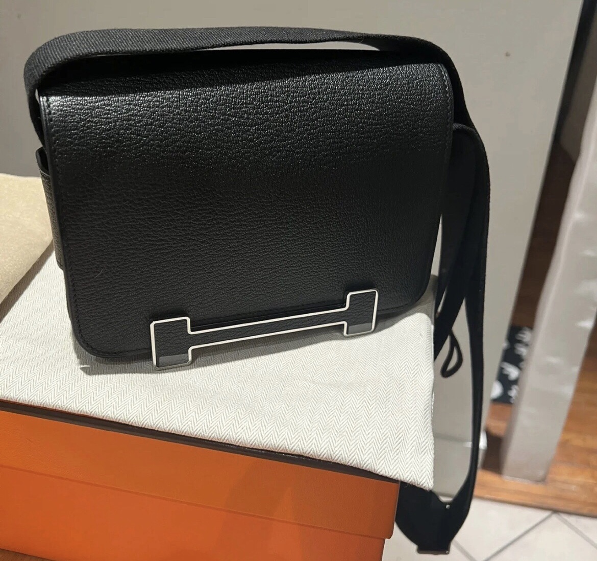 愛馬仕木屐包香港臺灣價格 Hermès Geta bag Chevre Mysore CK89 Noir 黑色