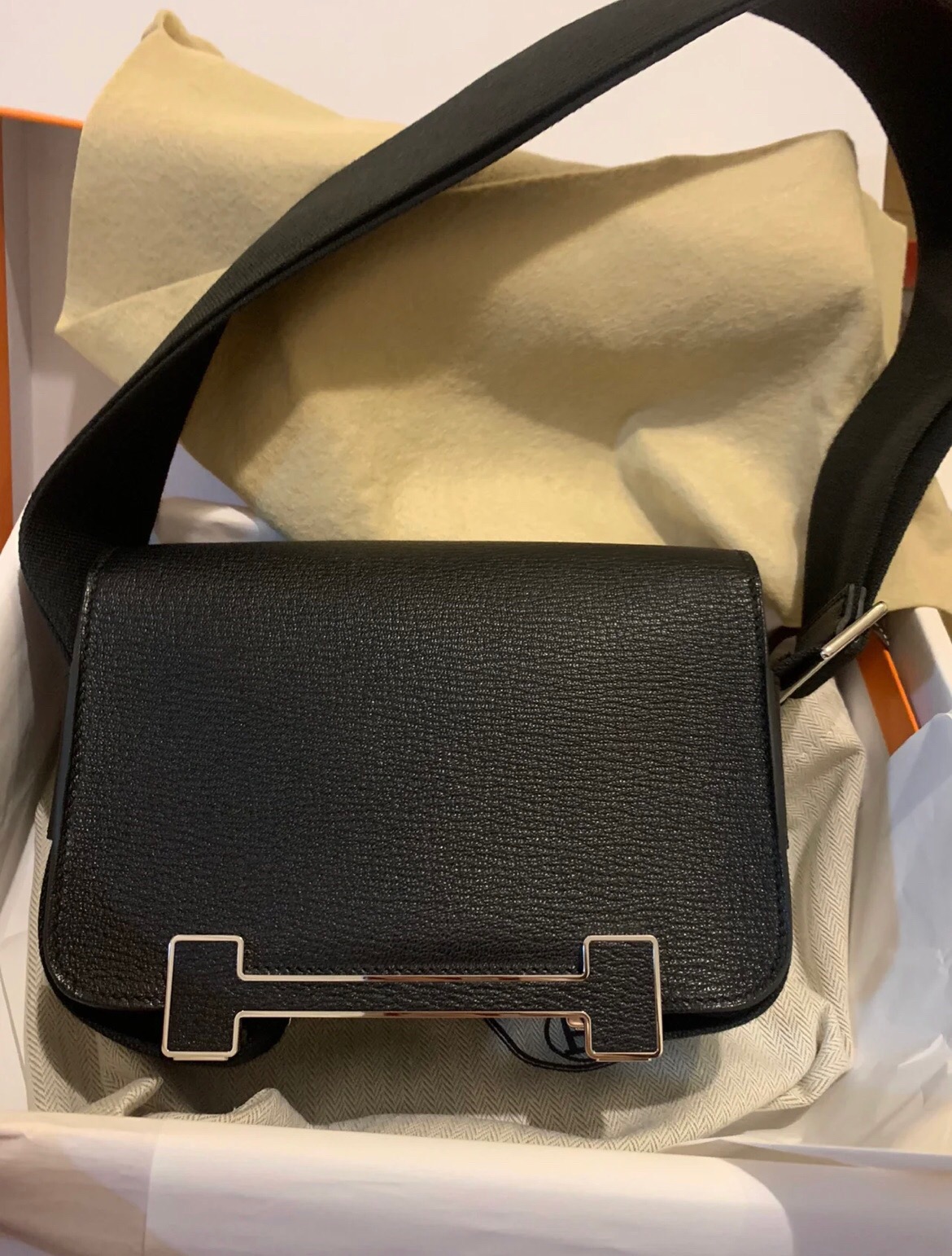 愛馬仕木屐包香港臺灣價格 Hermès Geta bag Chevre Mysore CK89 Noir 黑色