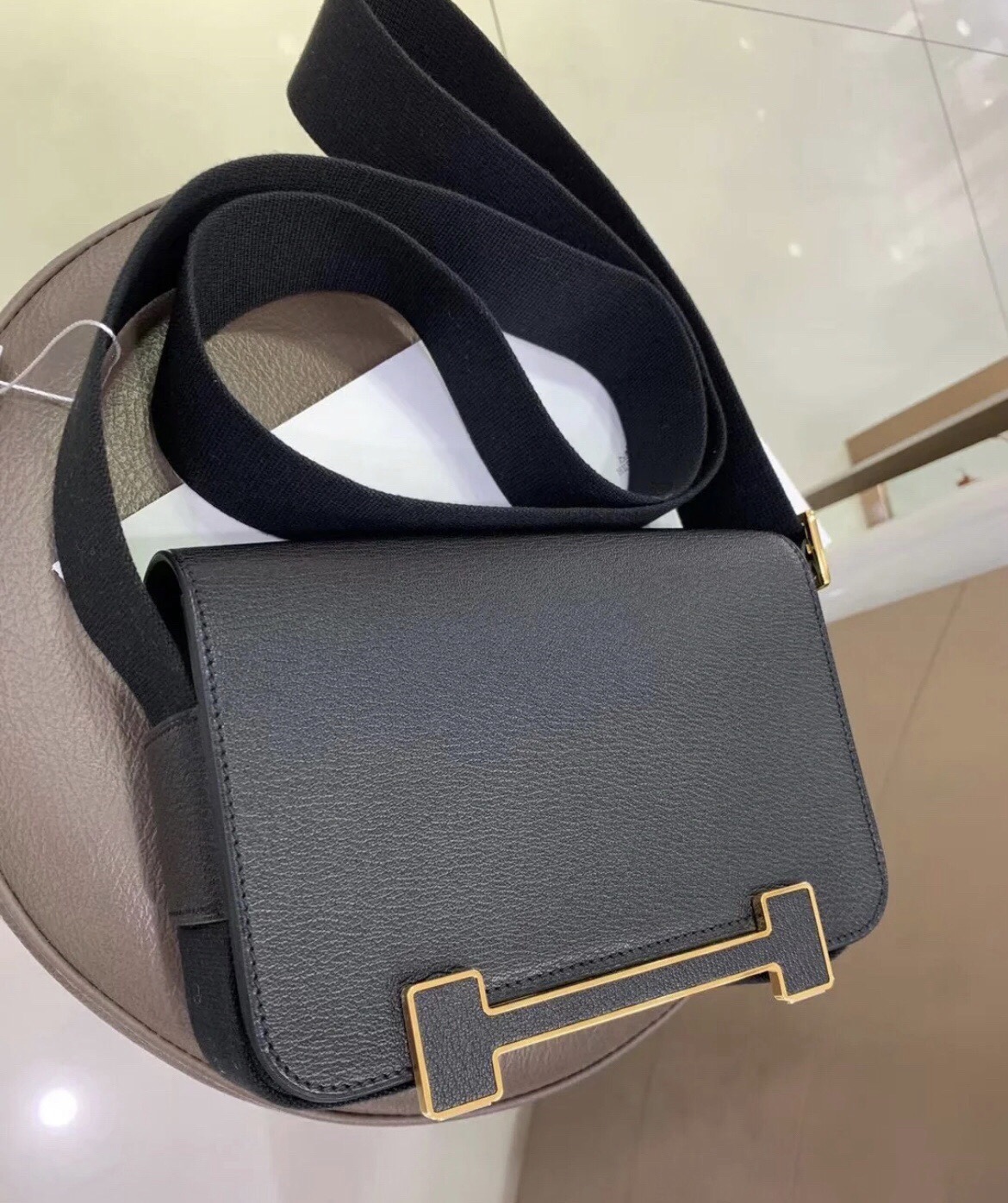 香港臺灣愛馬仕木屐包 Hermès Geta bag Chevre Mysore CC89 Noir 黑色山羊皮