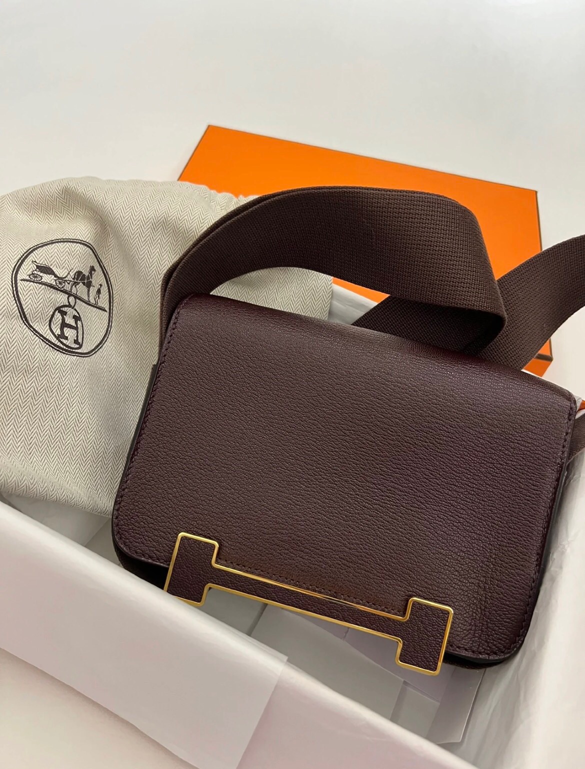 愛馬仕官網木屐包  Hermès Geta bag Chevre Mysore 0G Rouge Sellier 馬鞍紅 山羊皮