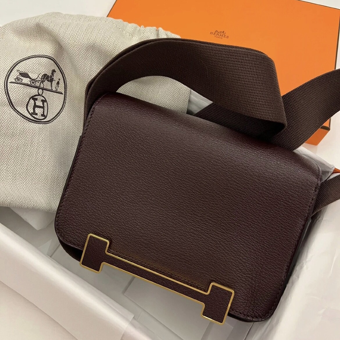 愛馬仕官網木屐包  Hermès Geta bag Chevre Mysore 0G Rouge Sellier 馬鞍紅 山羊皮