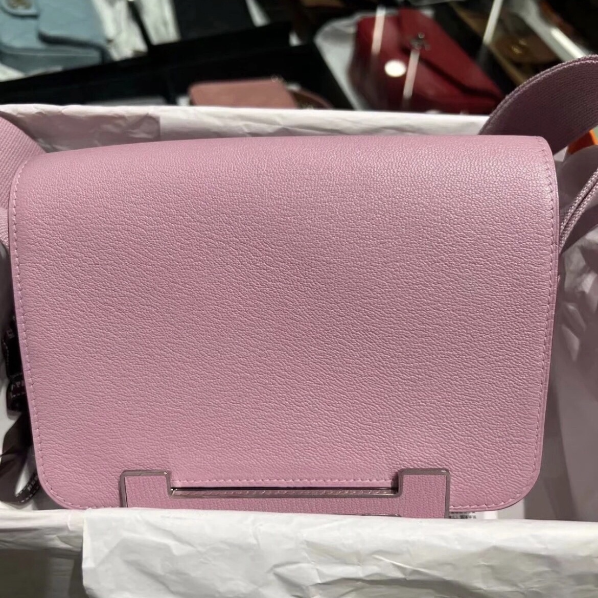 愛馬仕中國官方網站 木屐包價格 Hermès Geta bag Chevre Mysore X9 Mauve Sylvestre