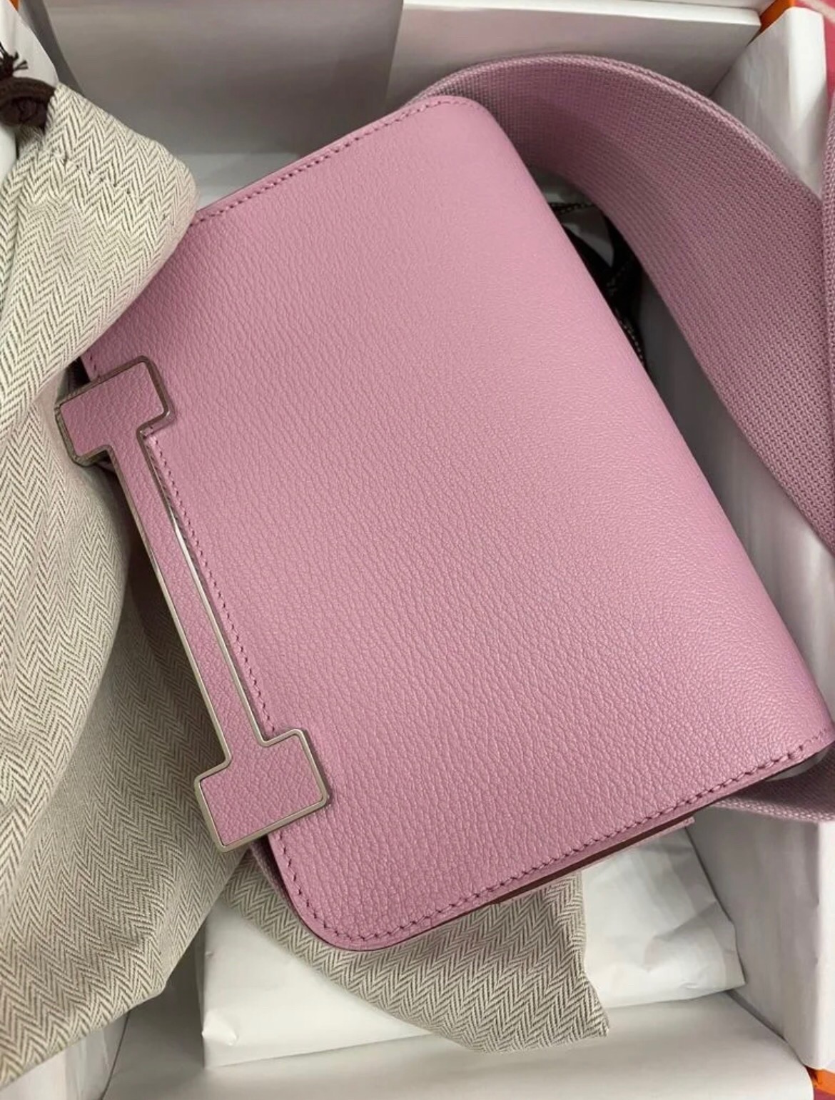 愛馬仕中國官方網站 木屐包價格 Hermès Geta bag Chevre Mysore X9 Mauve Sylvestre