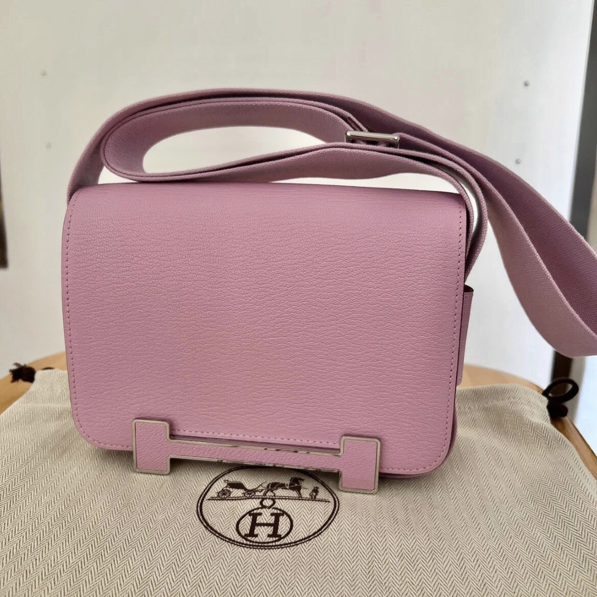 愛馬仕中國官方網站 木屐包價格 Hermès Geta bag Chevre Mysore X9 Mauve Sylvestre