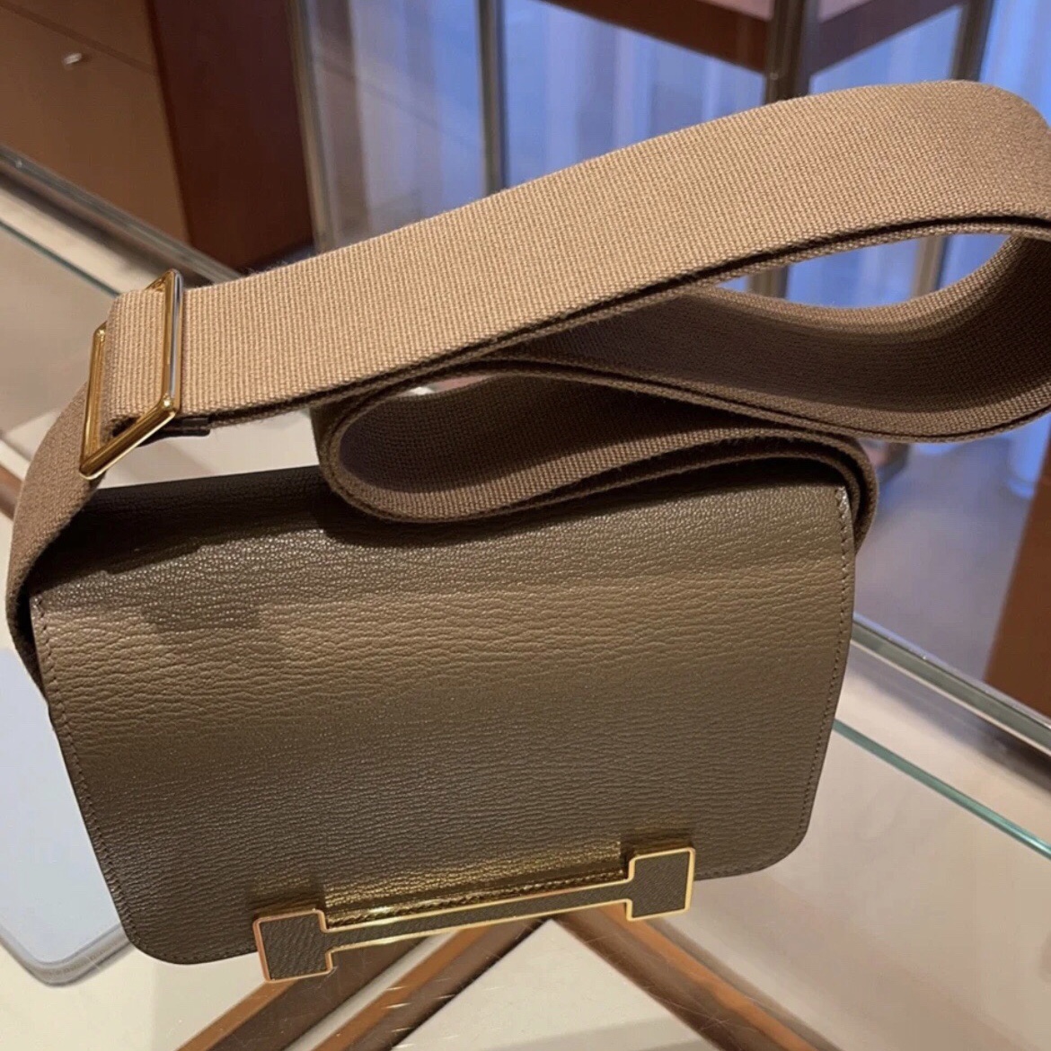 愛馬仕新款包包木屐包 Hermès Geta bag Chevre Mysore CK18大象灰 Etoupe