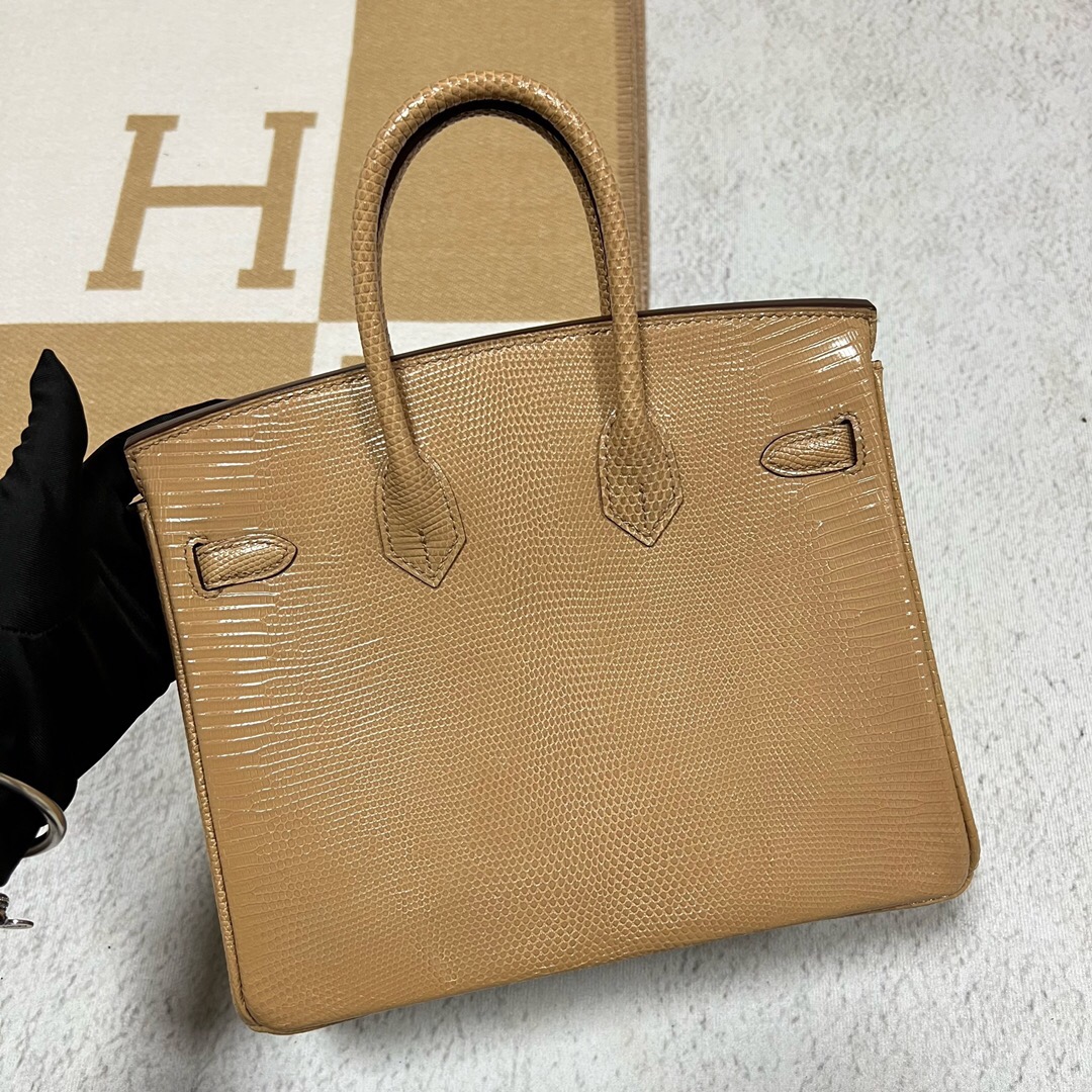 愛馬仕包包價格 Hermes Birkin 25 0M Chai 瑪薩拉茶色Lizard 蜥蜴皮銀色五金