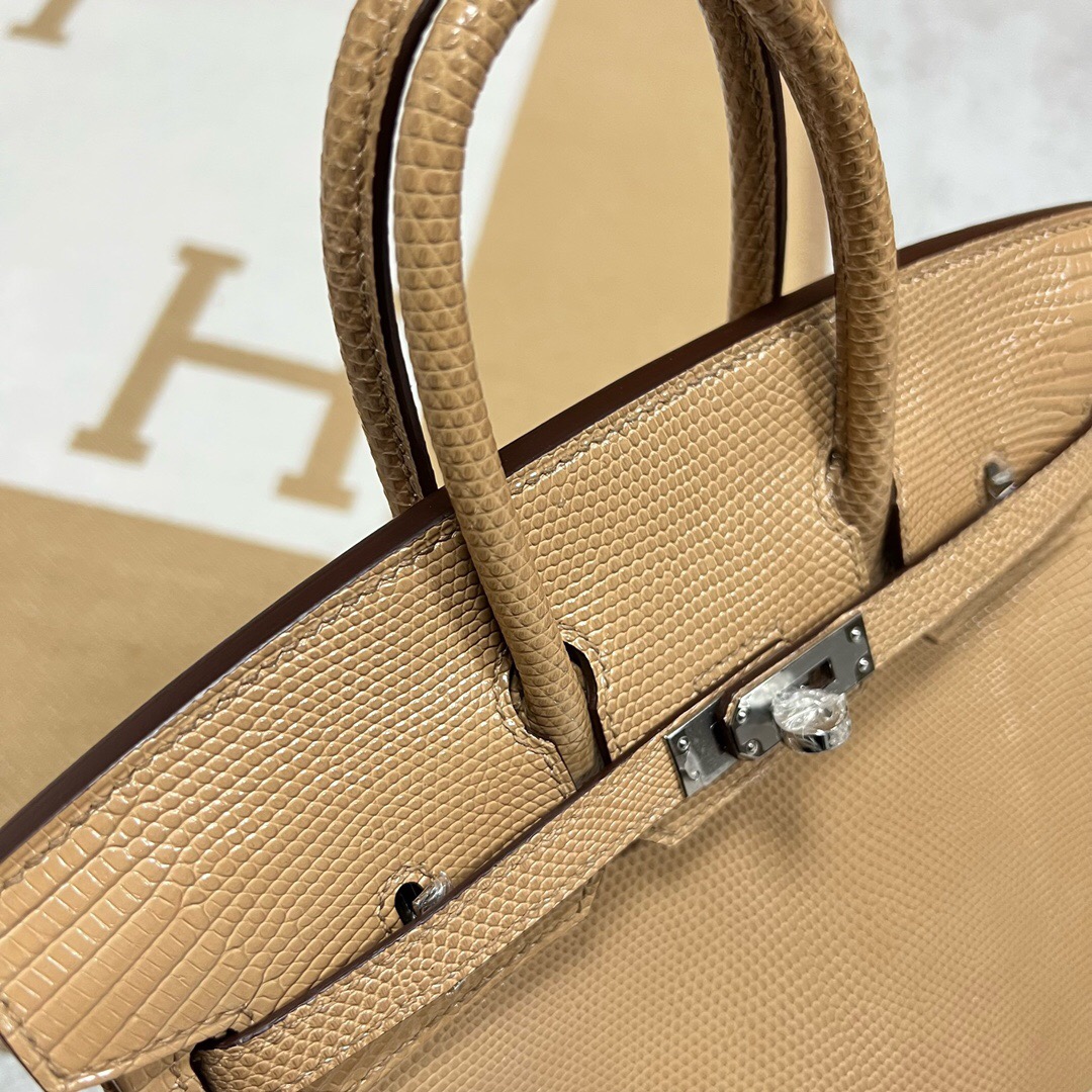 愛馬仕包包價格 Hermes Birkin 25 0M Chai 瑪薩拉茶色Lizard 蜥蜴皮銀色五金