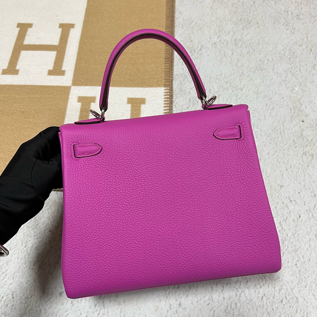 愛馬仕凱莉包 Hermes kelly 25 Togo 9I Rose Magnolia 玉蘭粉 銀色五金