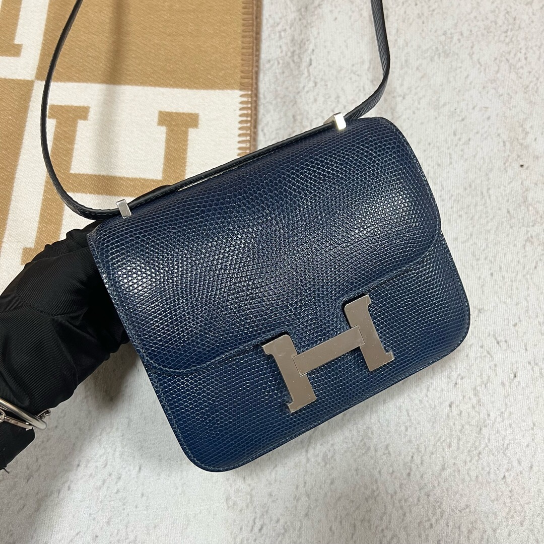 新加坡愛馬仕包包 Hermès Constance 18 Lizard 蜥蜴皮 73 Blue Sapphire 寶石藍