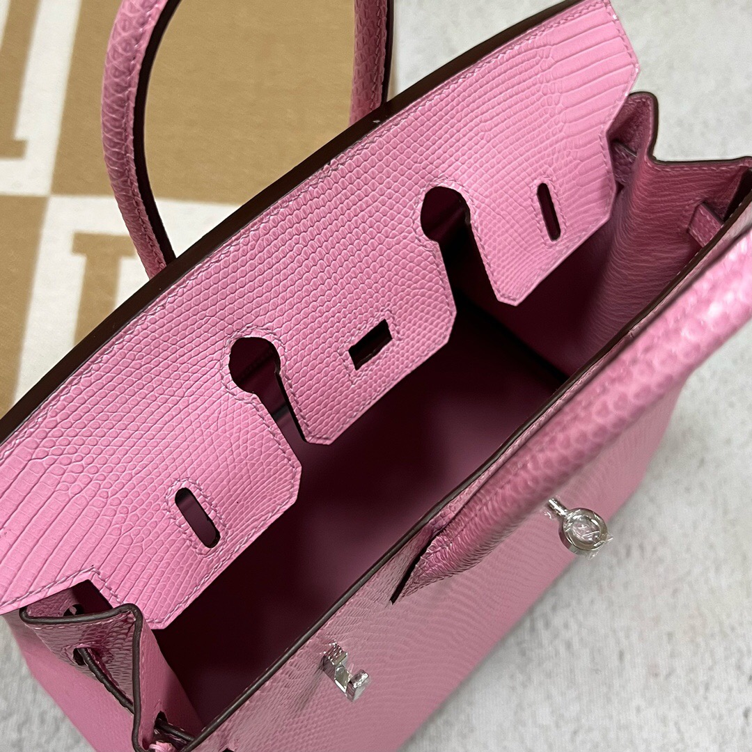 愛馬仕新加坡包包 Hermes Birkin 25cm Lizard 5P Pink 櫻花粉 PHW