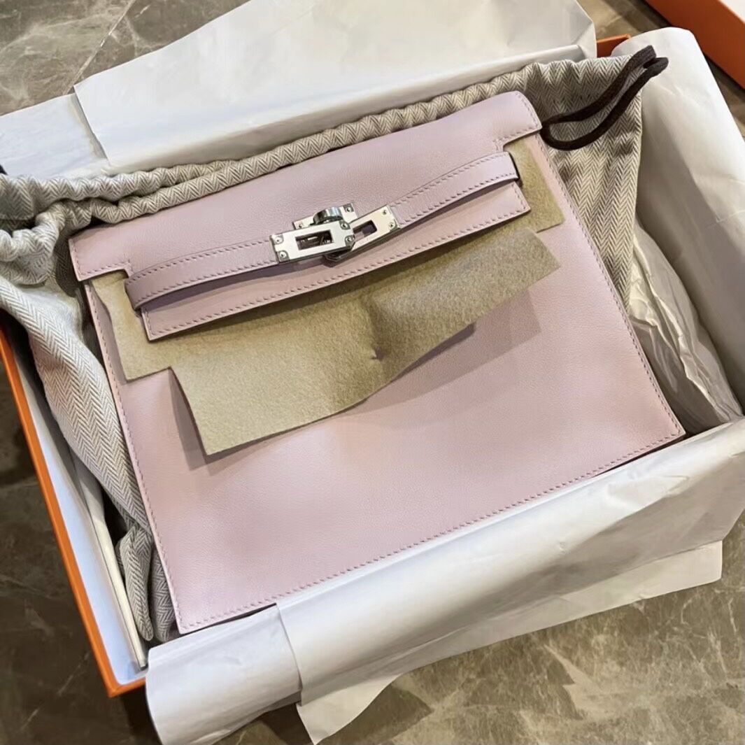 愛馬仕跳舞包多少錢 Hermes pictures Kelly Danse Swift 09 Mauve Pale 夢幻粉紫銀扣