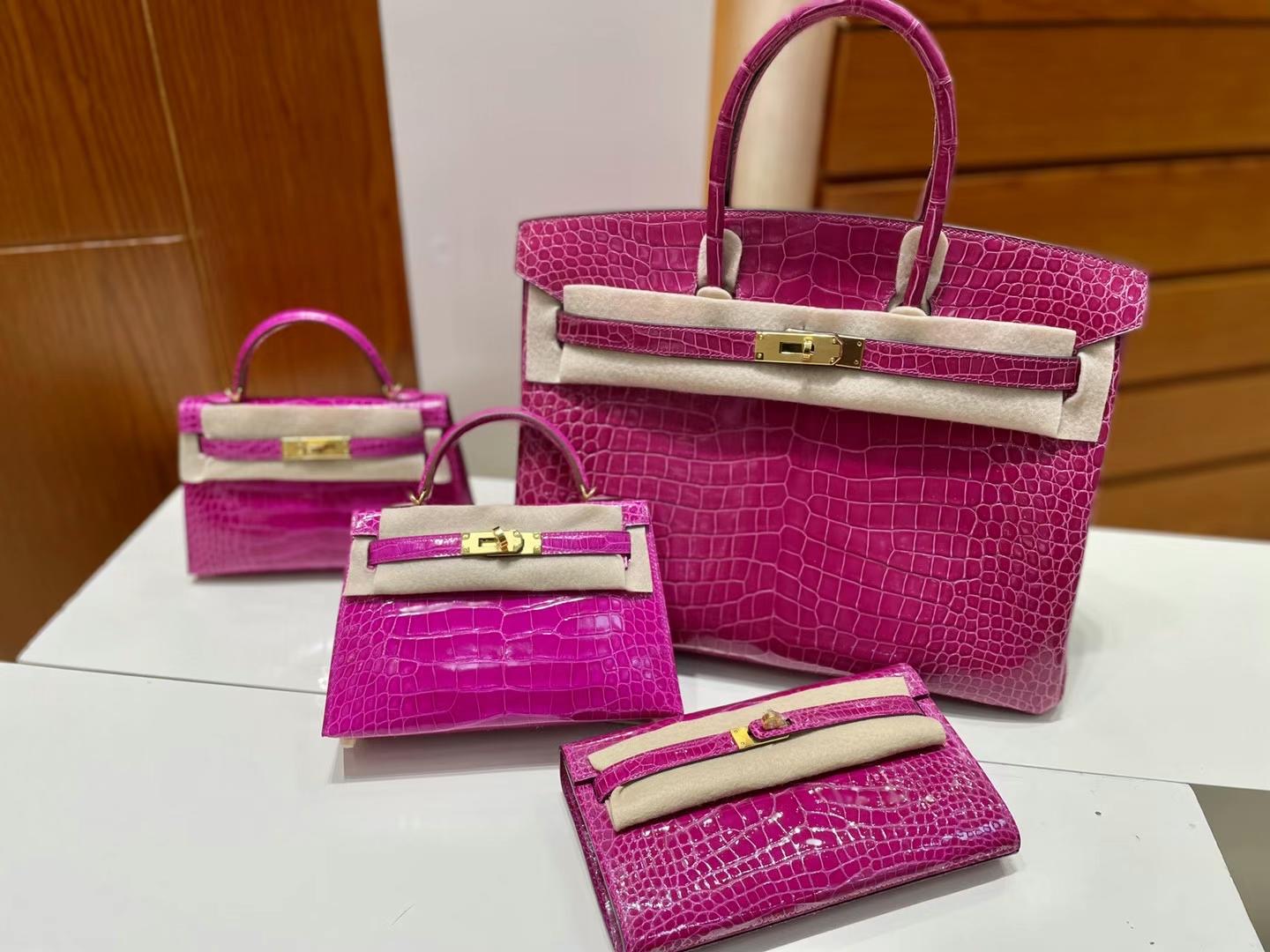 加拿大愛馬仕官網 Canada Hermes Constance 24 Porosus Crocodile Fuschia Pink