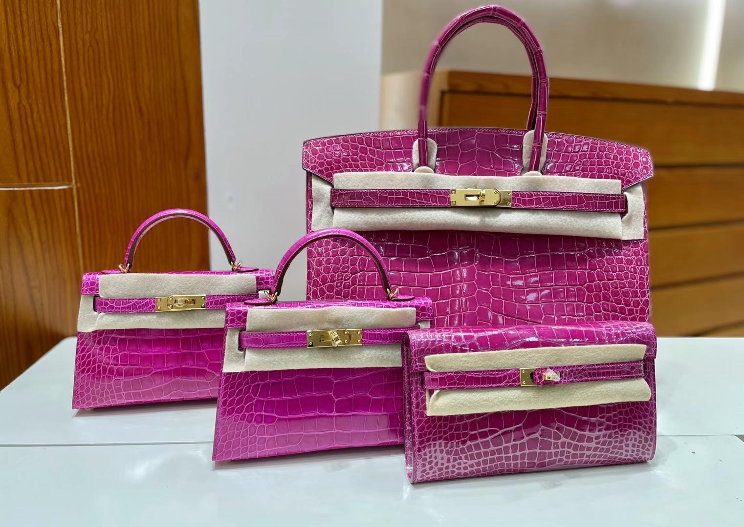 加拿大愛馬仕官網 Canada Hermes Constance 24 Porosus Crocodile Fuschia Pink