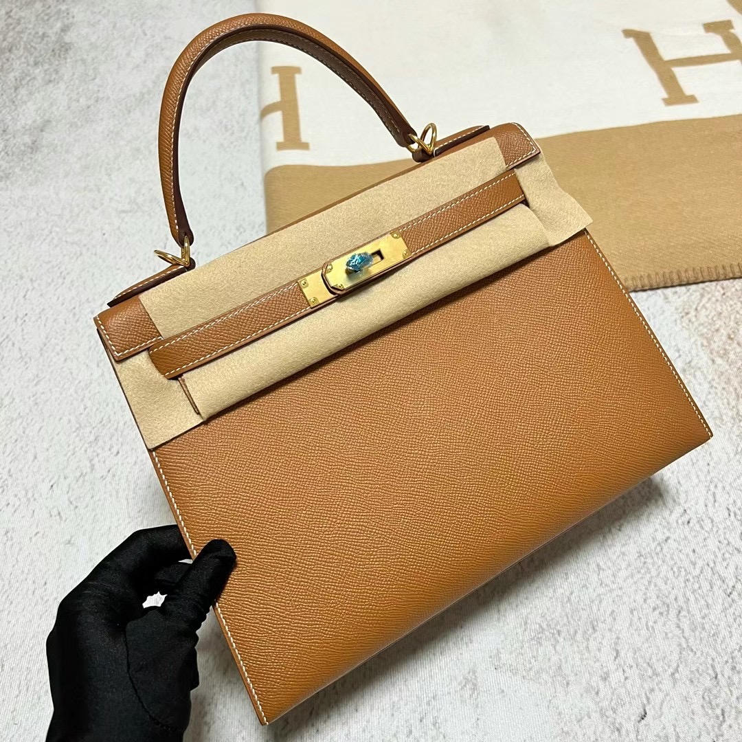 新加坡愛馬仕凱莉包多少錢 Hermes Kelly 25 Epsom Gold 金棕色 金扣