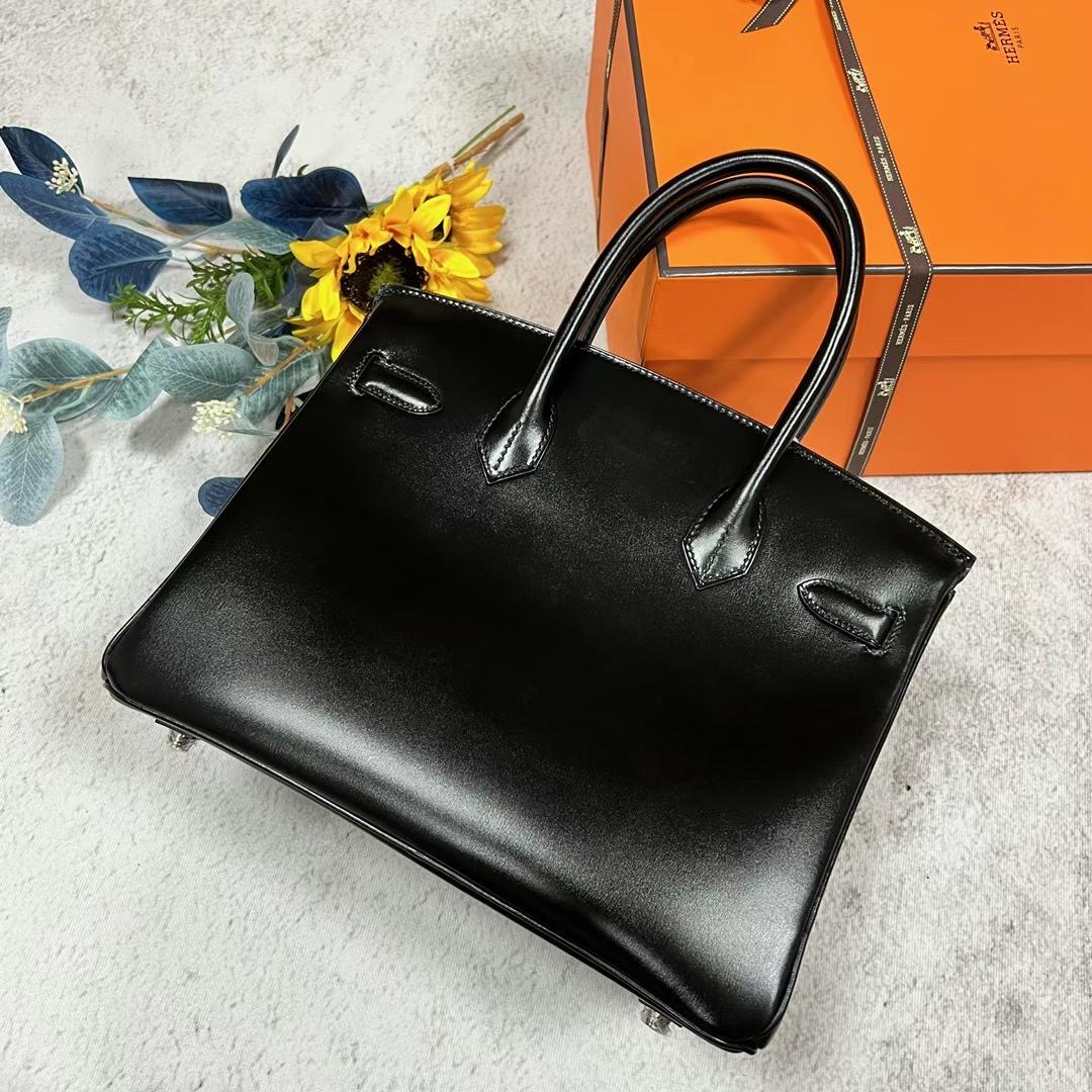 愛馬仕鉑金包 Hermes Birkin 30cm Box Calf CK89 Noir 黑色 銀扣