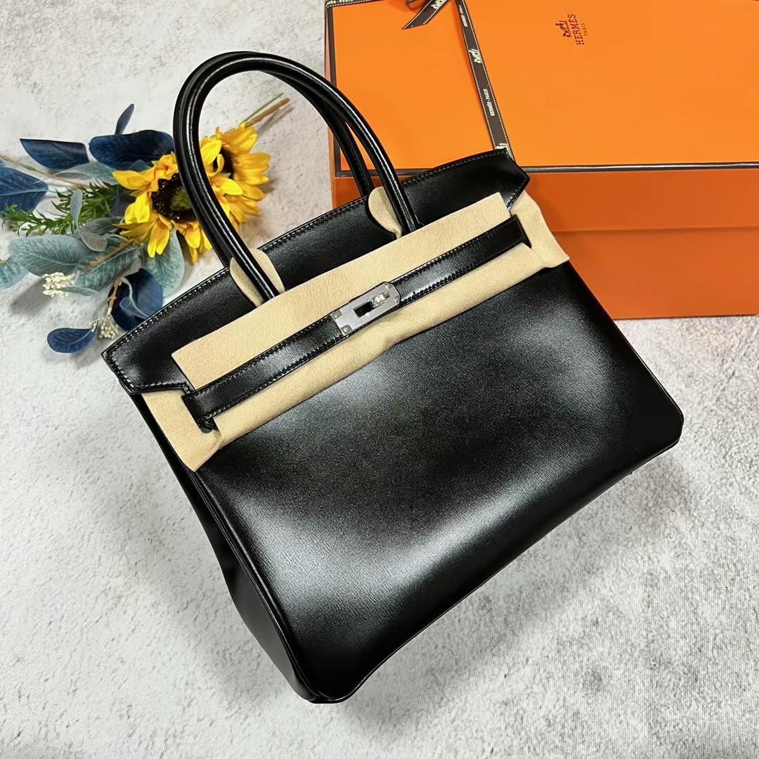 愛馬仕鉑金包 Hermes Birkin 30cm Box Calf CK89 Noir 黑色 銀扣