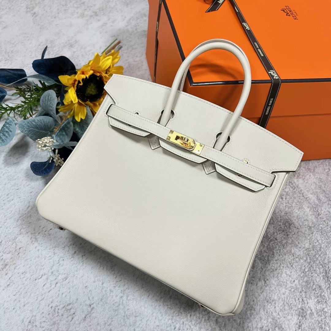 愛馬仕2023刻印 B刻 鉑金包 Hermes Birkin 25 Swift 10 Craie 奶昔白 金扣