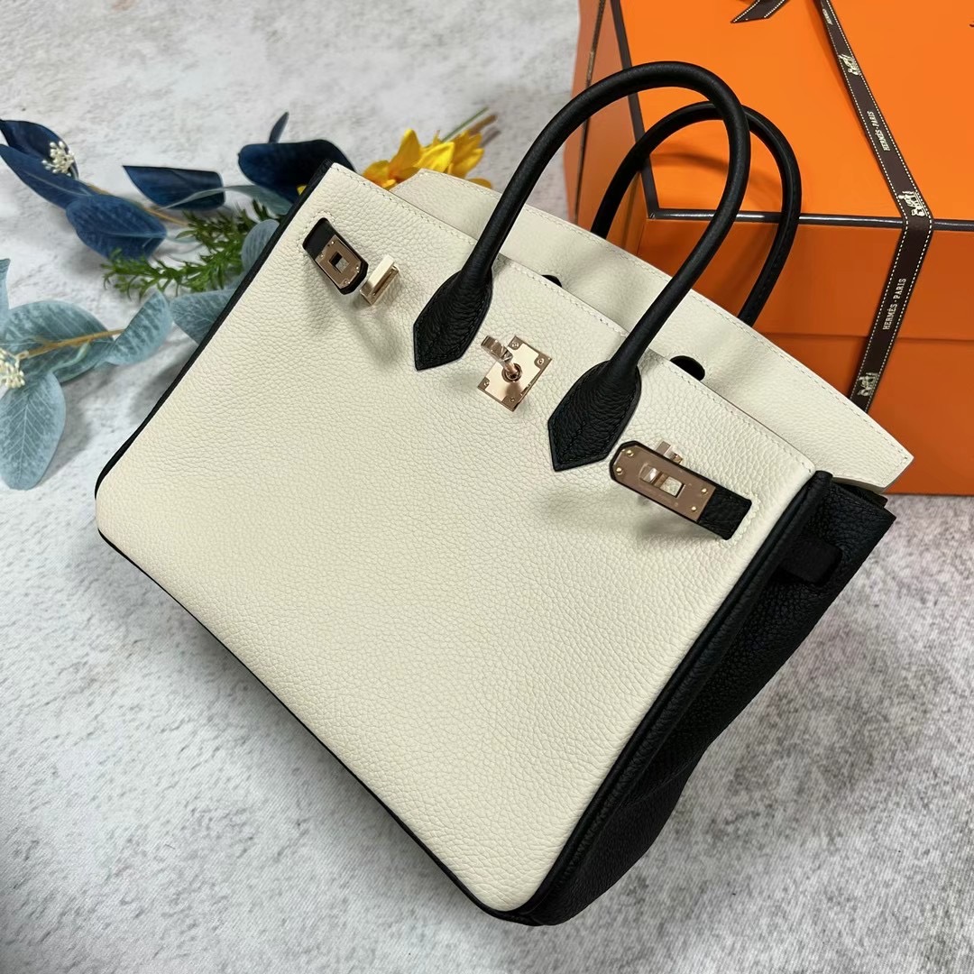 愛馬仕鉑金包多少錢一個 2023刻印 Hermes Birkin 25 Togo 熊貓色 拼色黑白配色