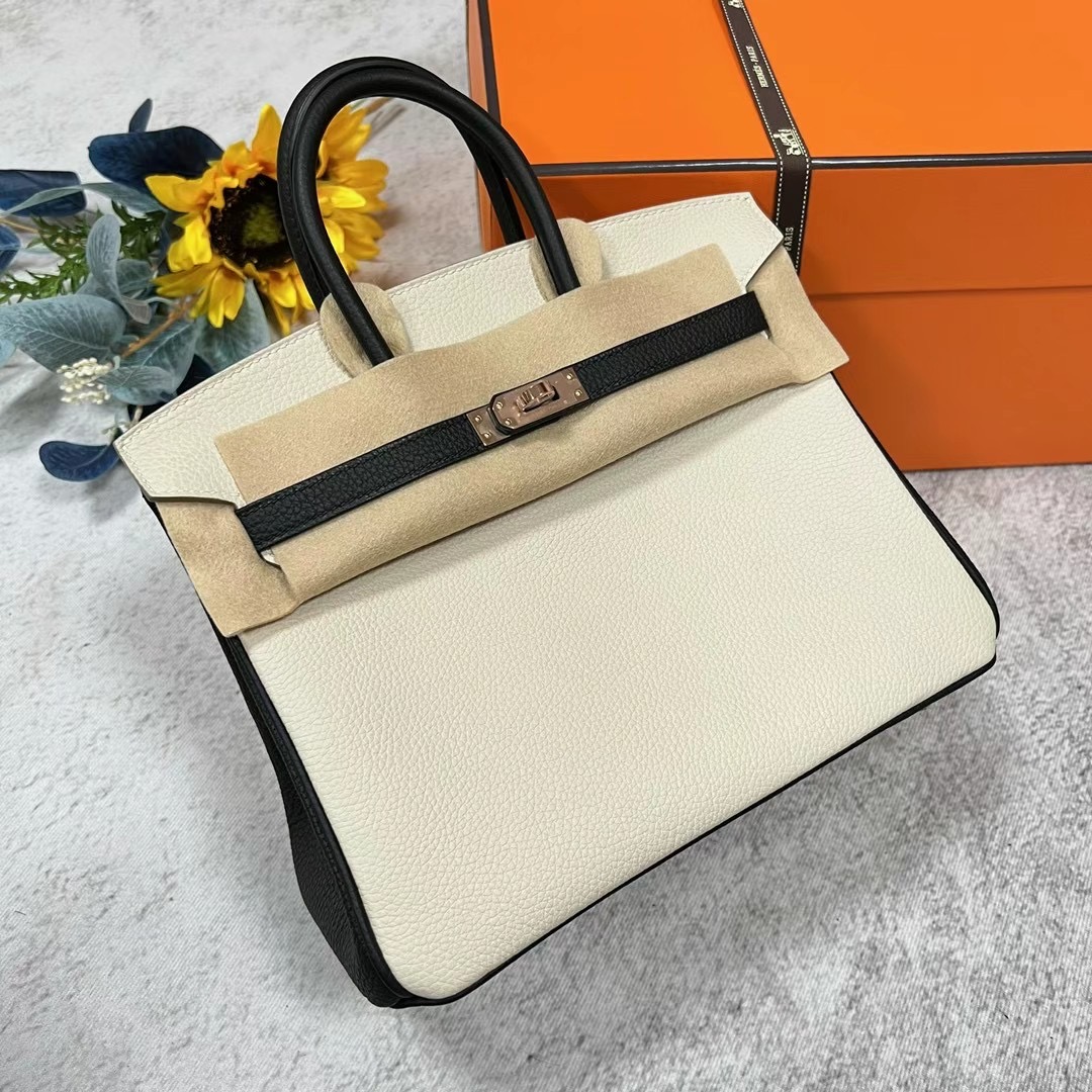 愛馬仕鉑金包多少錢一個 2023刻印 Hermes Birkin 25 Togo 熊貓色 拼色黑白配色