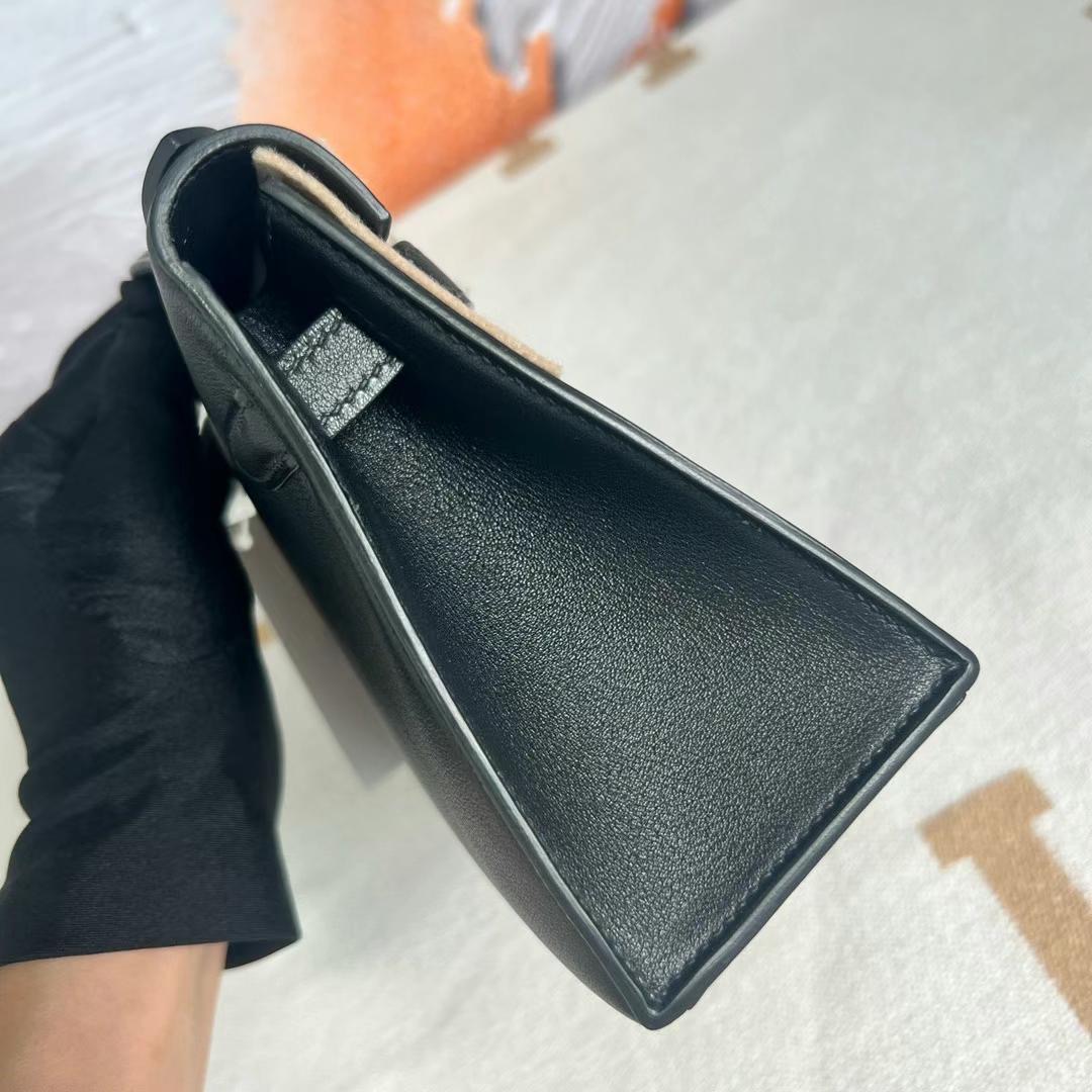 愛馬仕2023刻印 B刻 愛馬仕 Hermes Mini Kelly Pochette Swift Noir 玫瑰金扣