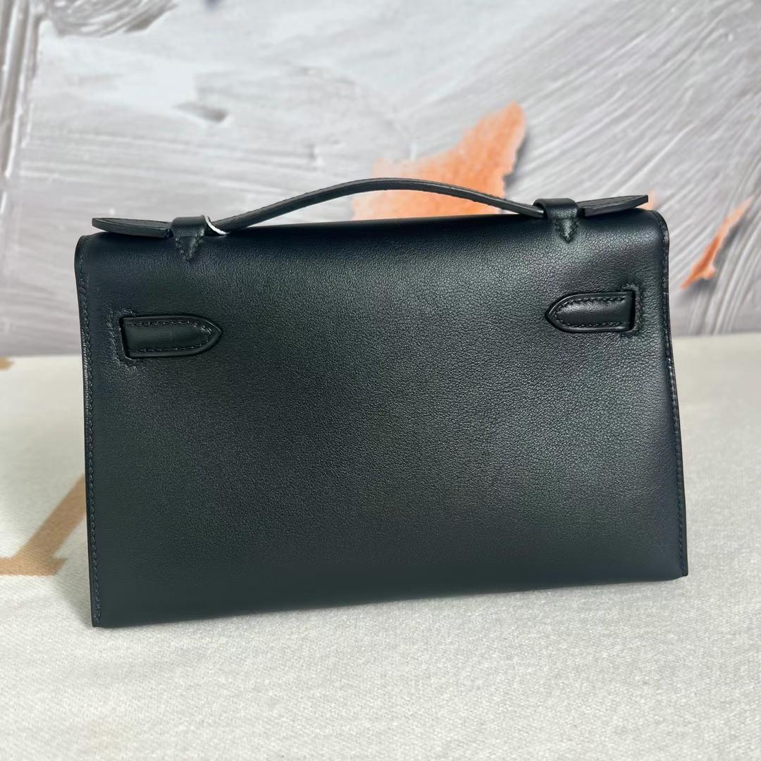 愛馬仕2023刻印 B刻 愛馬仕 Hermes Mini Kelly Pochette Swift Noir 玫瑰金扣