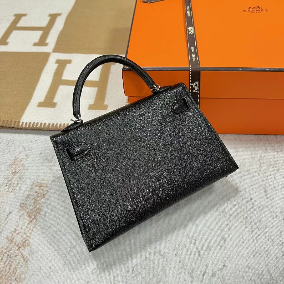 愛馬仕 Hermès Sellier Kelly Mini II 2代 Chèvre 山羊皮 89 Noir 黑色 銀扣