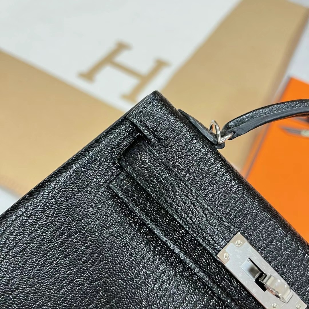 愛馬仕 Hermès Sellier Kelly Mini II 2代 Chèvre 山羊皮 89 Noir 黑色 銀扣