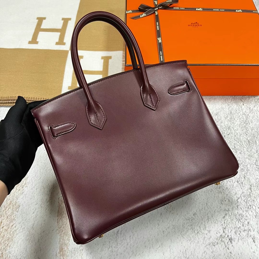 愛馬仕2023什麼刻印 B刻 Hermes Birkin 30 Box Calf 波爾多酒紅 Bordeaux 金扣