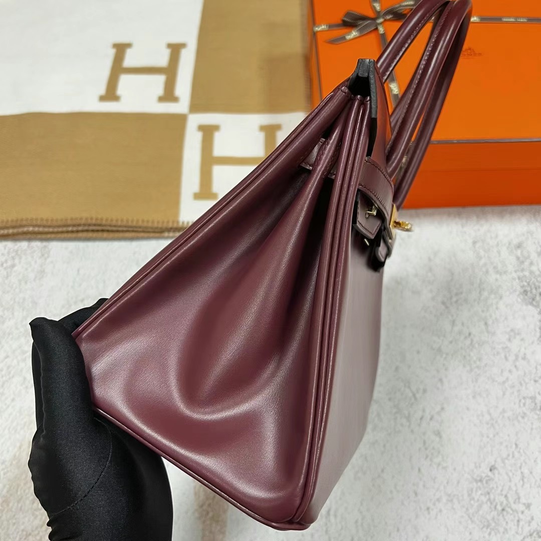 愛馬仕2023什麼刻印 B刻 Hermes Birkin 30 Box Calf 波爾多酒紅 Bordeaux 金扣