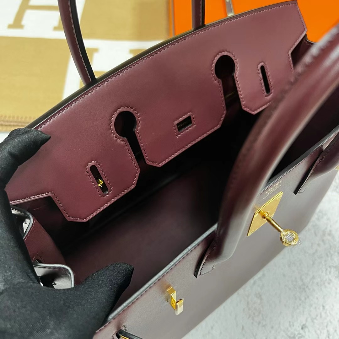 愛馬仕2023什麼刻印 B刻 Hermes Birkin 30 Box Calf 波爾多酒紅 Bordeaux 金扣