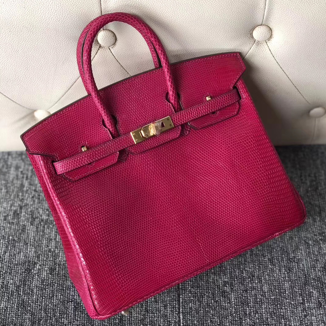 愛馬仕極致粉蜥蜴皮革 Hermes Birkin Kelly 25 Lizard I6 極致粉 Rose Extreme