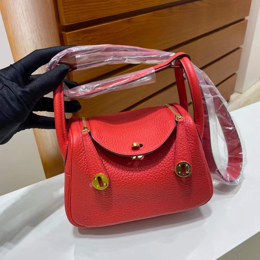 愛馬仕各國官方網站網址 Hermès Lindy Mini S3 Rouge de coeur 心紅色 Taurillon Clemence