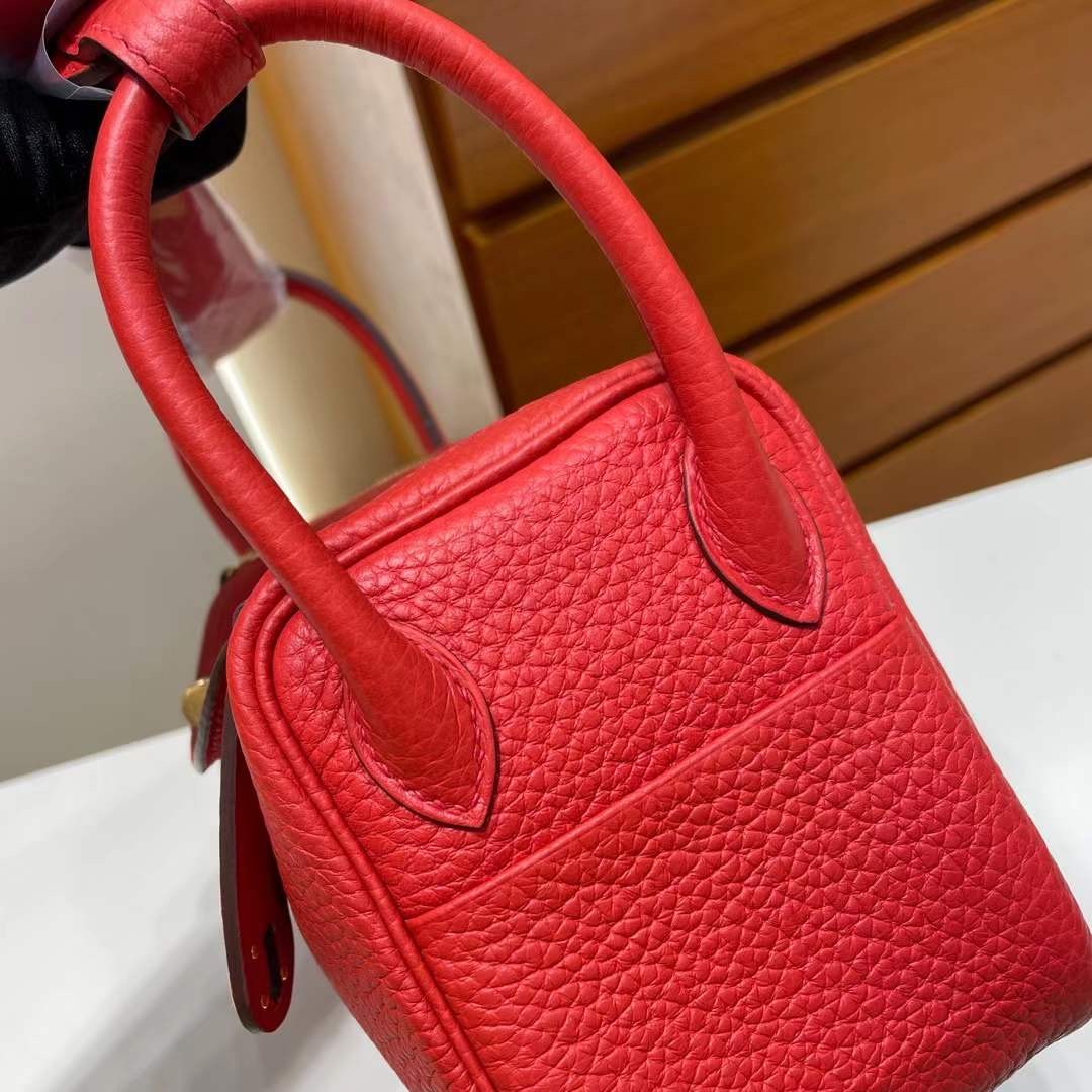 愛馬仕各國官方網站網址 Hermès Lindy Mini S3 Rouge de coeur 心紅色 Taurillon Clemence